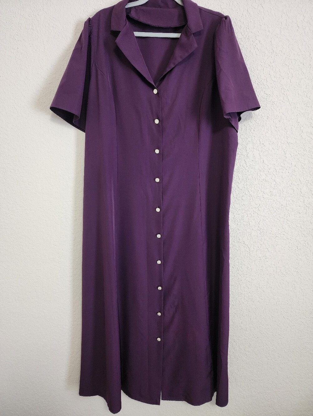 Classic Purple Button-Front Women’s Dress